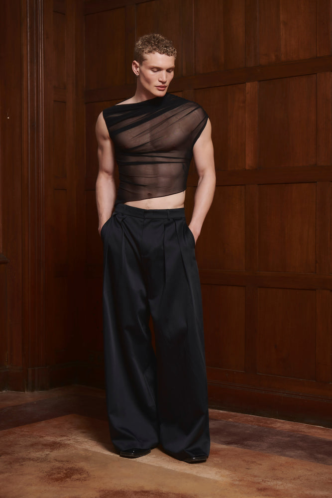 Leandar Top Black Mesh