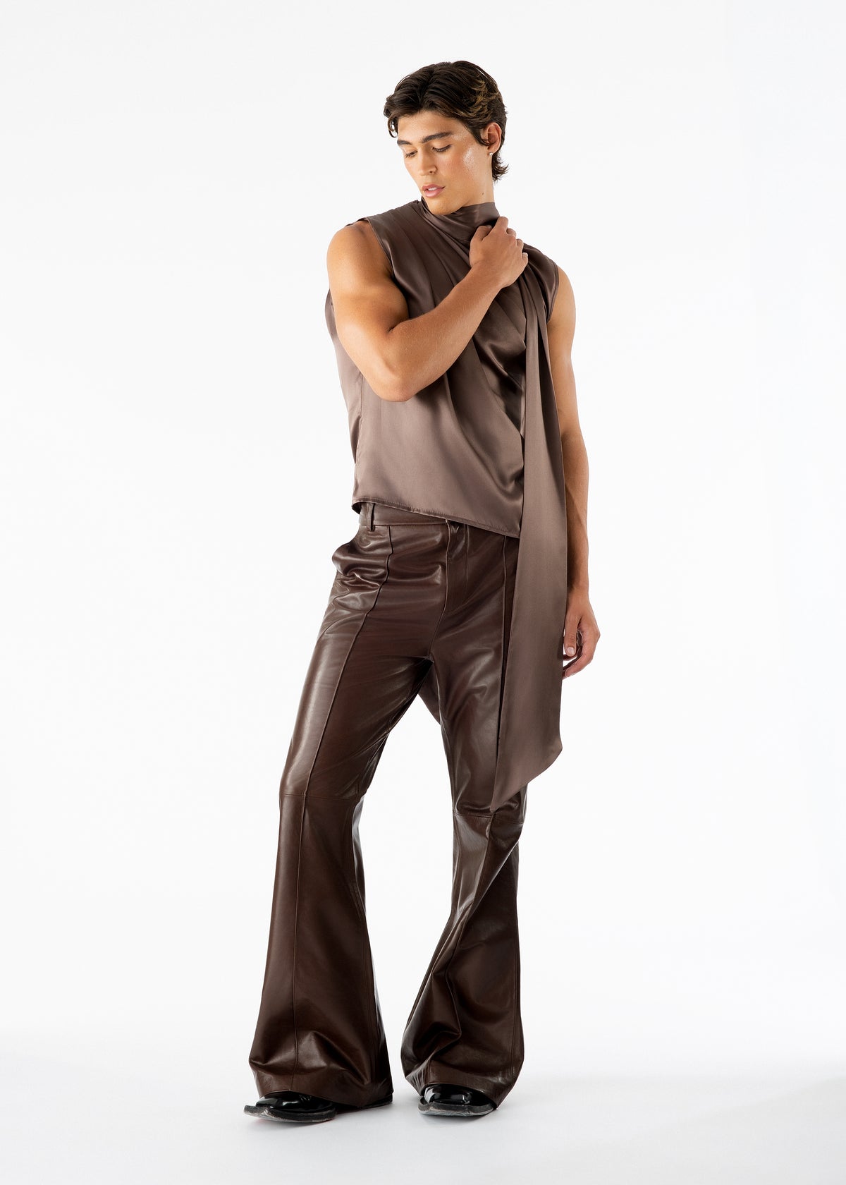 Nolan Leather Pants Brown