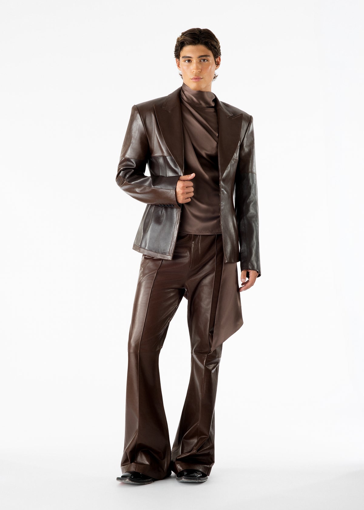 Kyrie Leather Blazer Brown