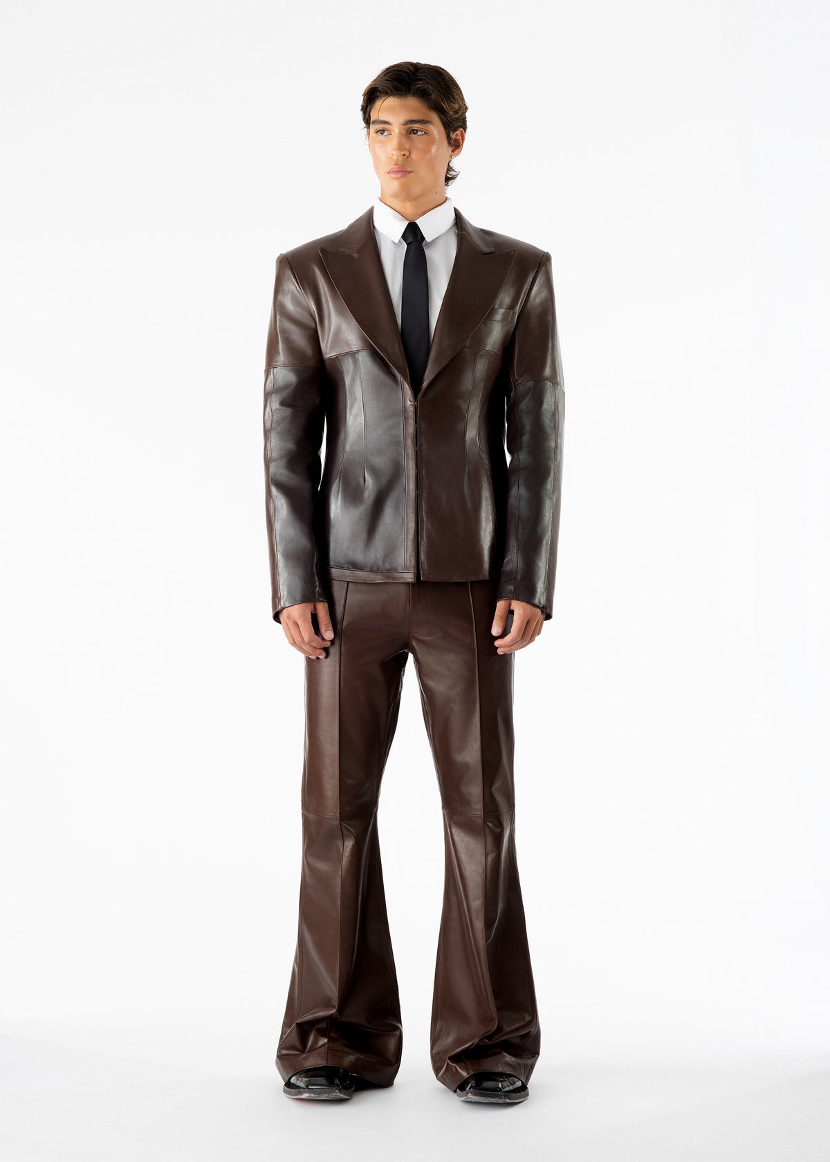 Kyrie Leather Blazer Brown