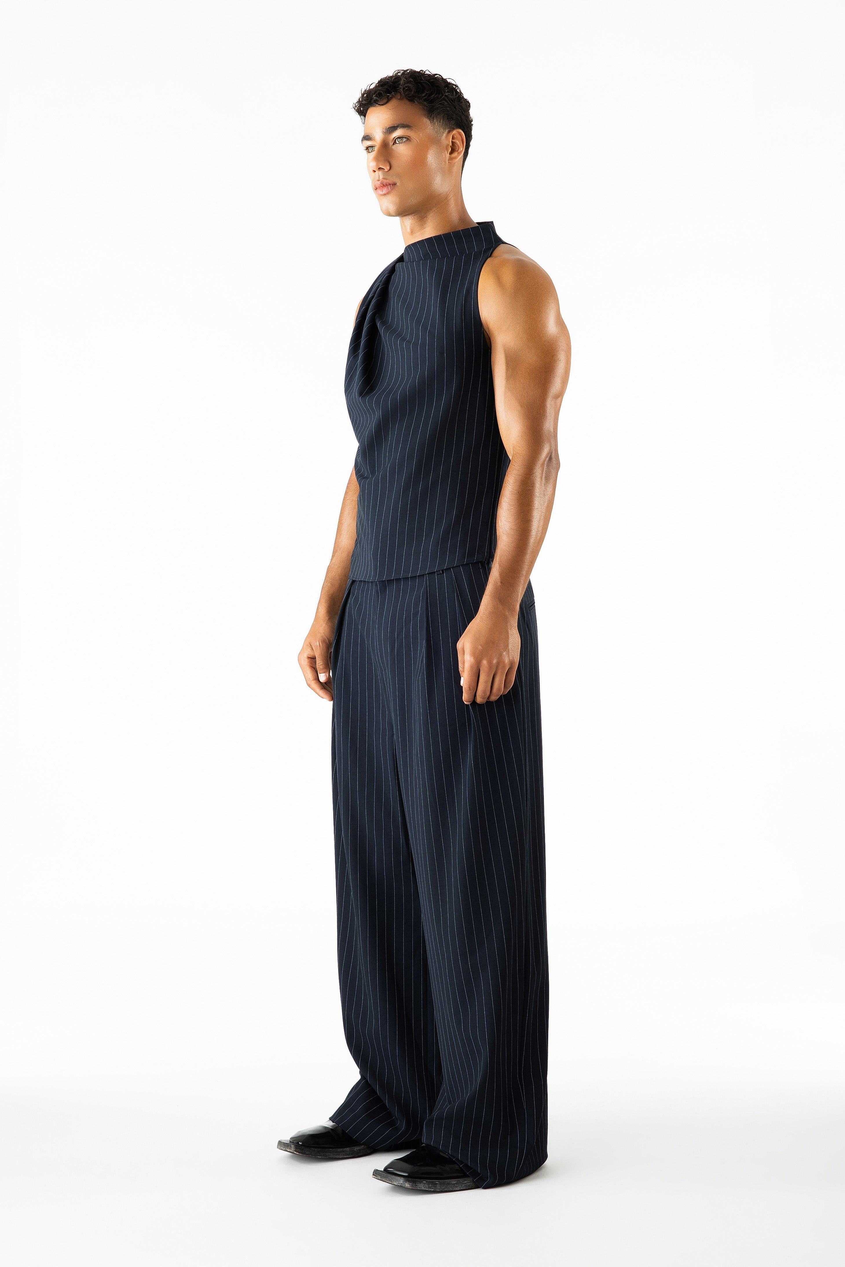 Connor Top Navy Pinstripe