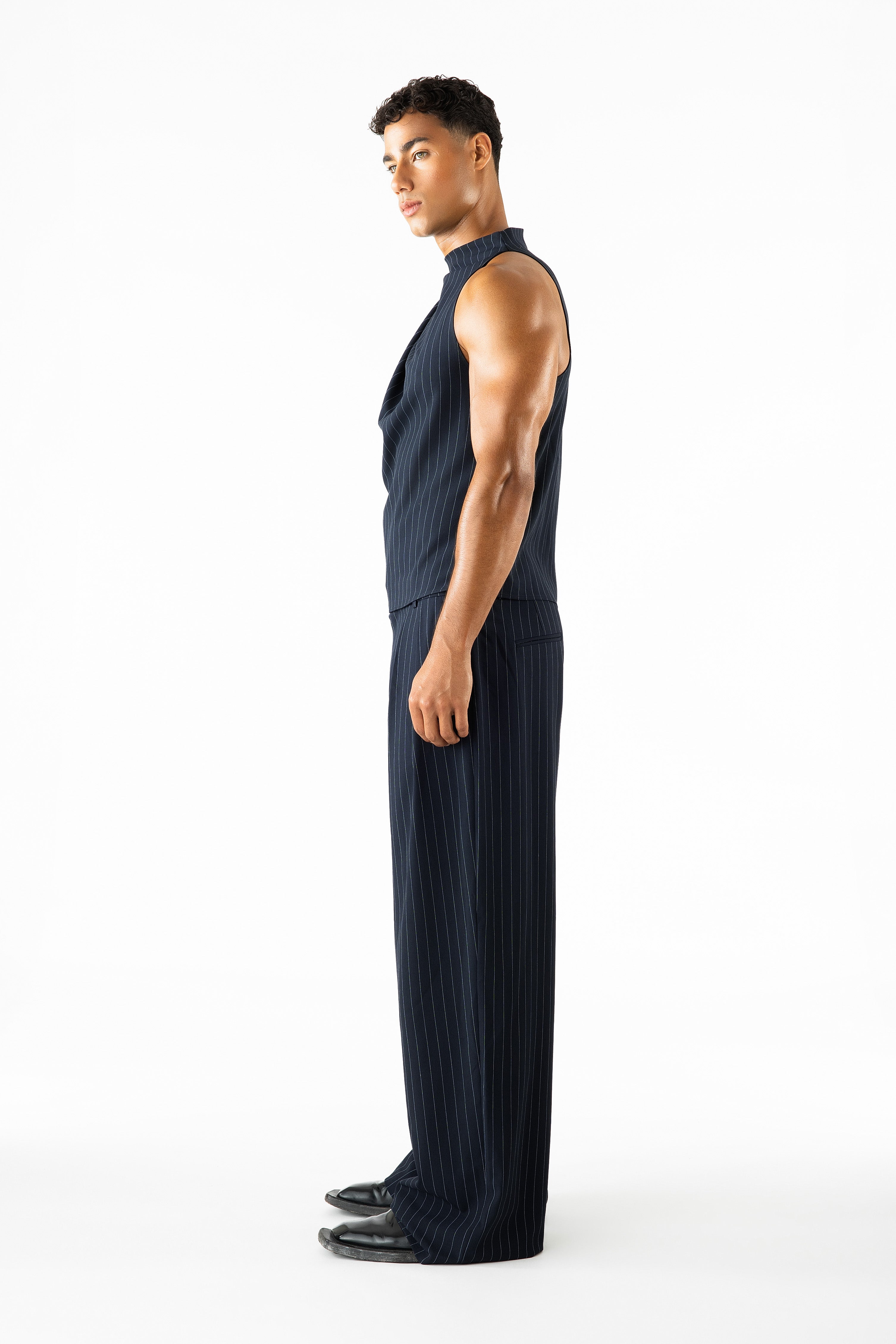 Connor Top Navy Pinstripe