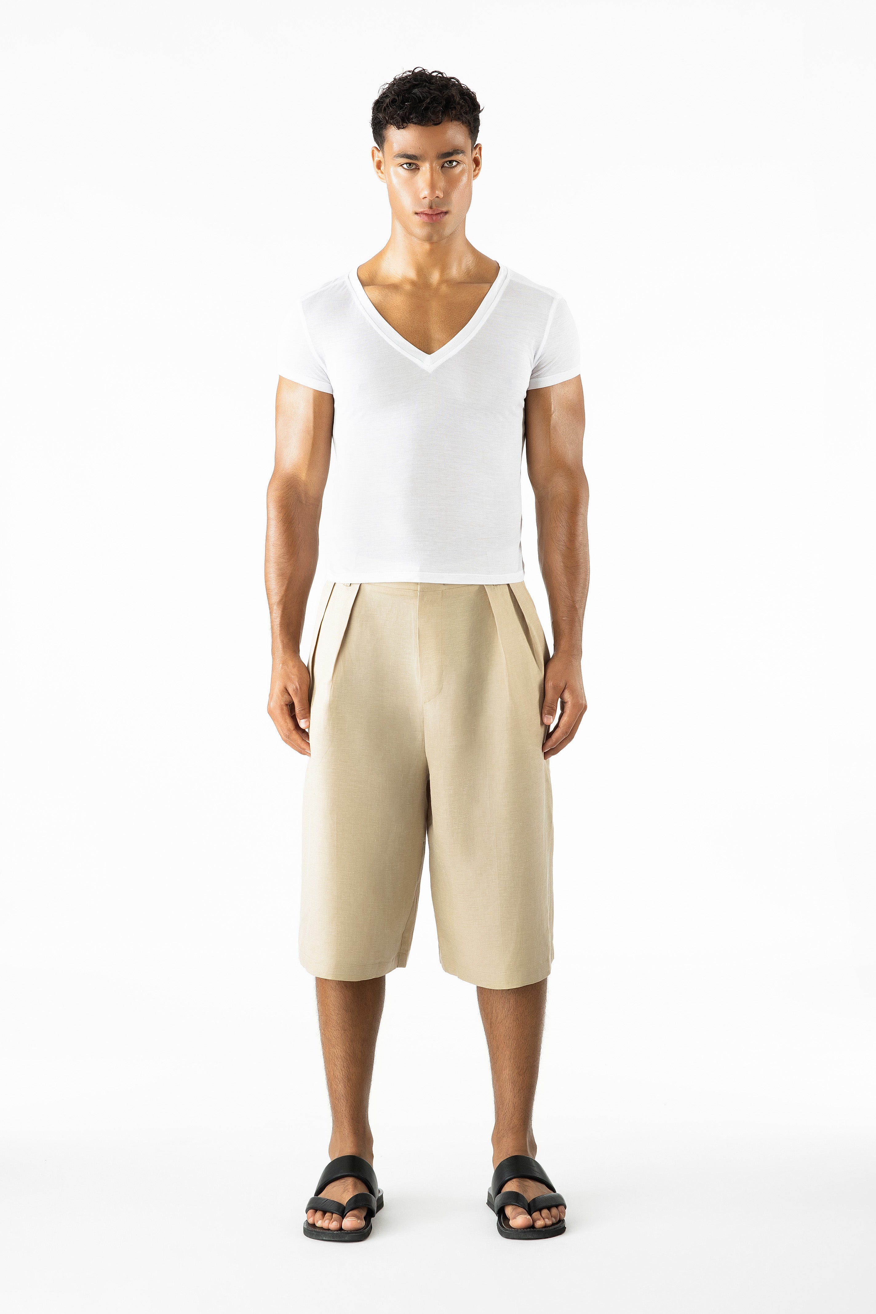 Benji Crop Linen Sand