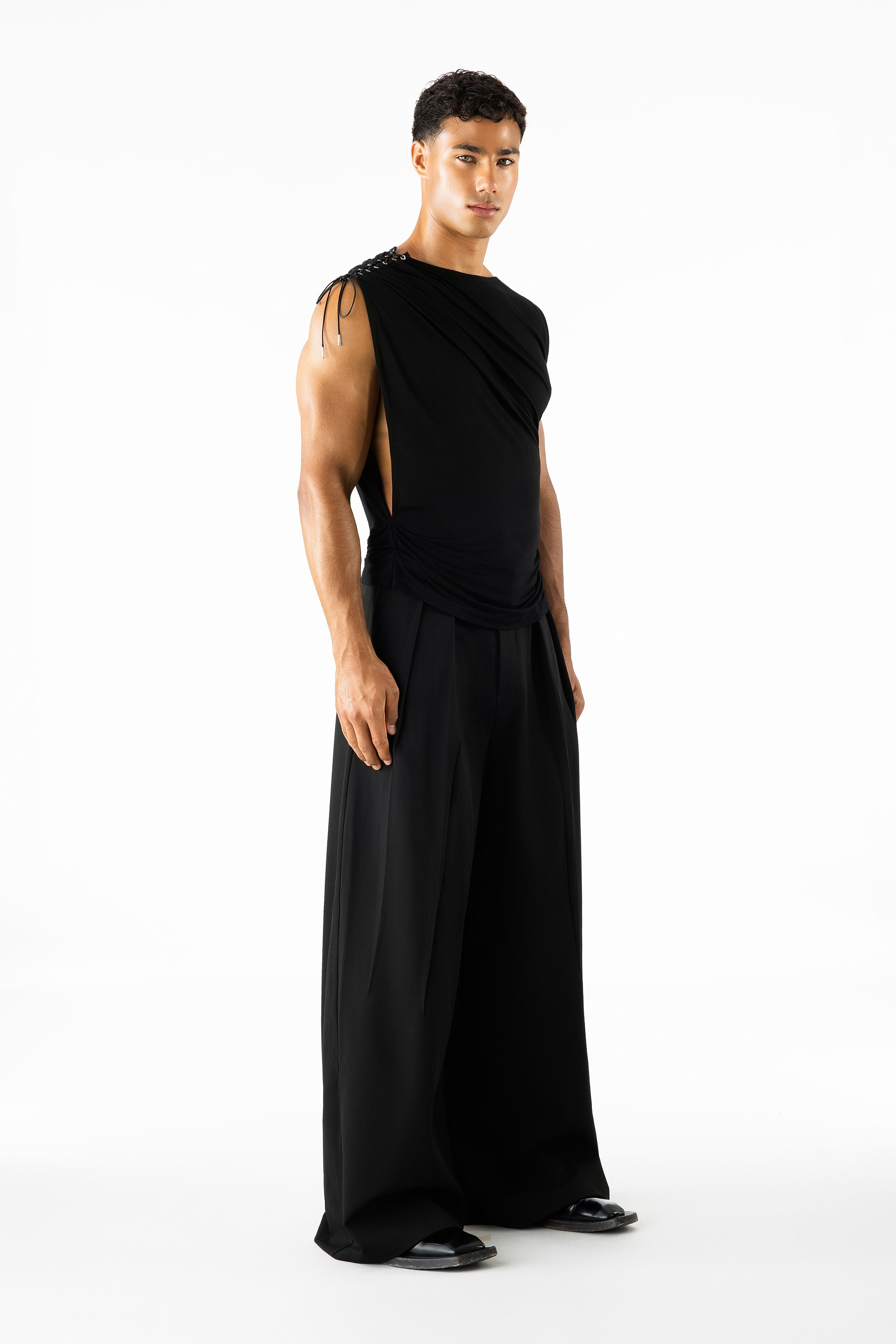 Matteo Eyelet Top Black