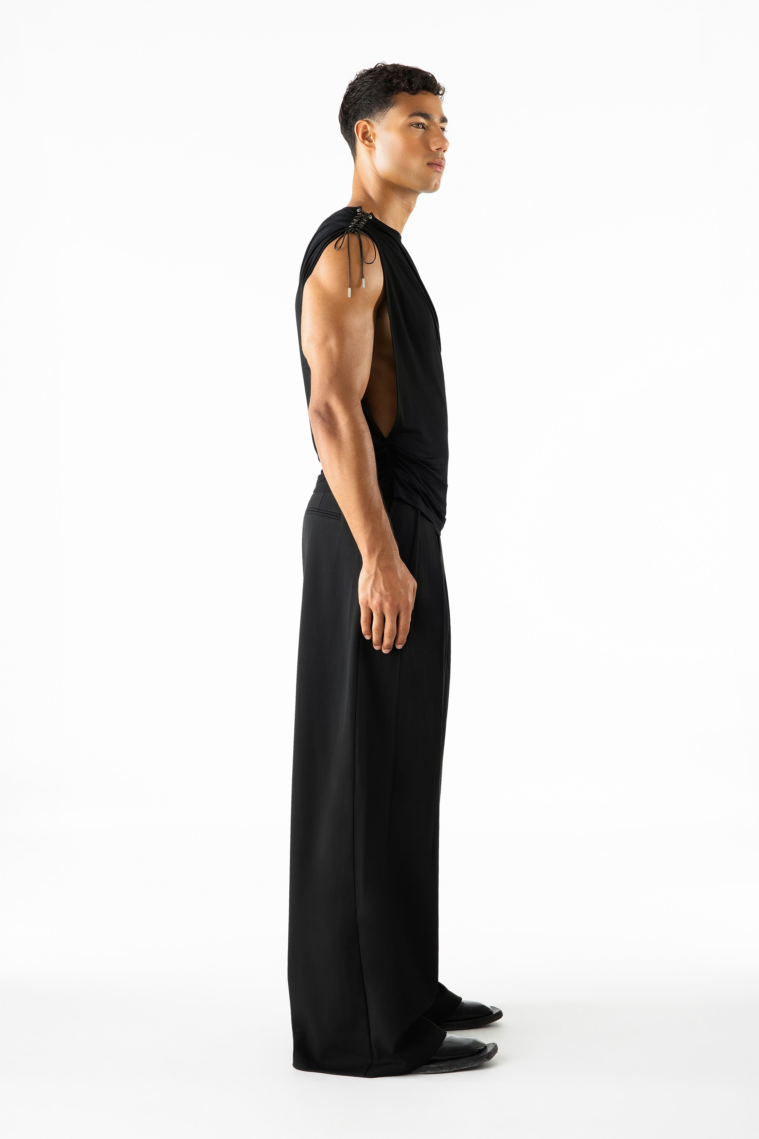 Matteo Eyelet Top Black