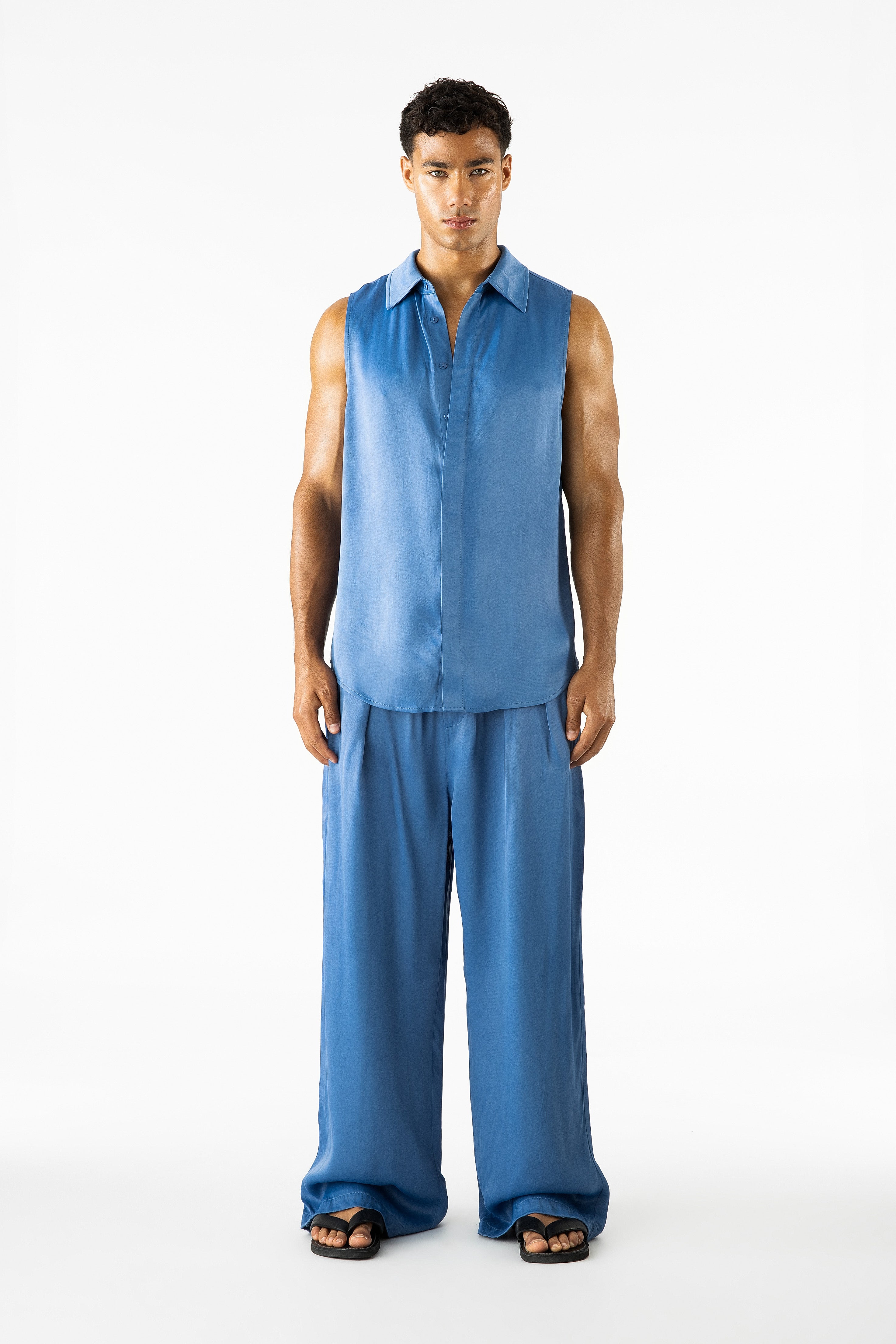 Porter Sleeveless Shirt Blue