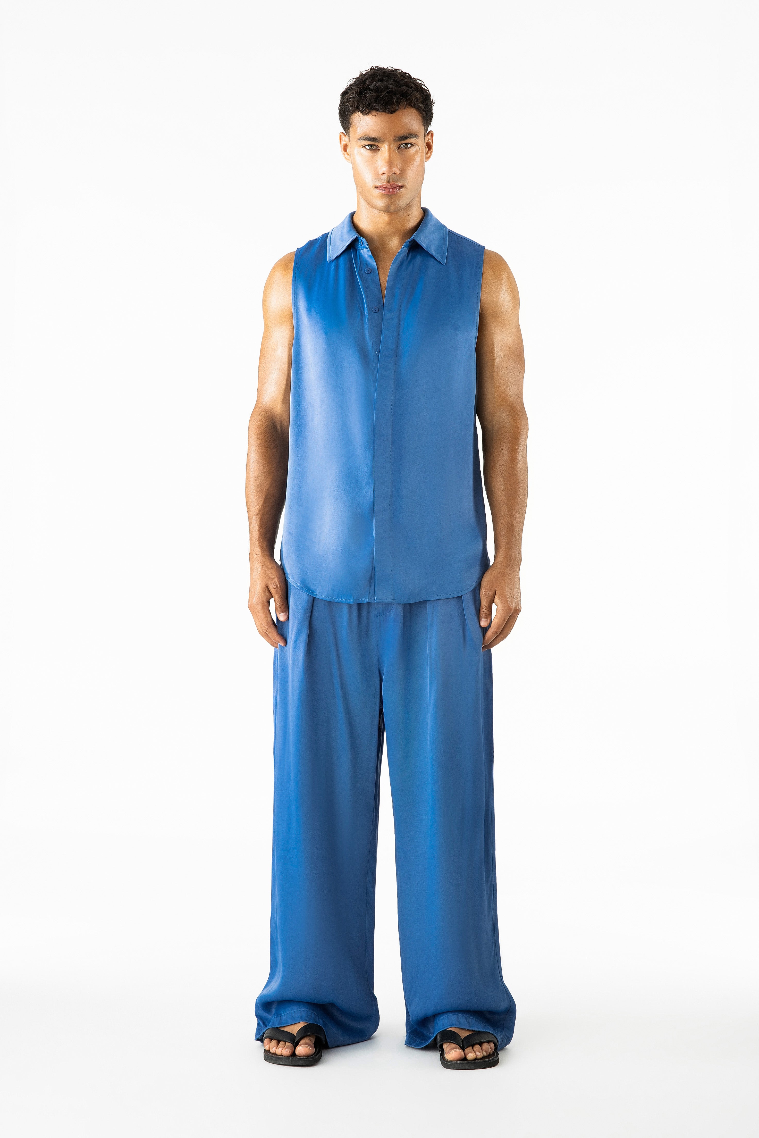 Porter Sleeveless Shirt Azure