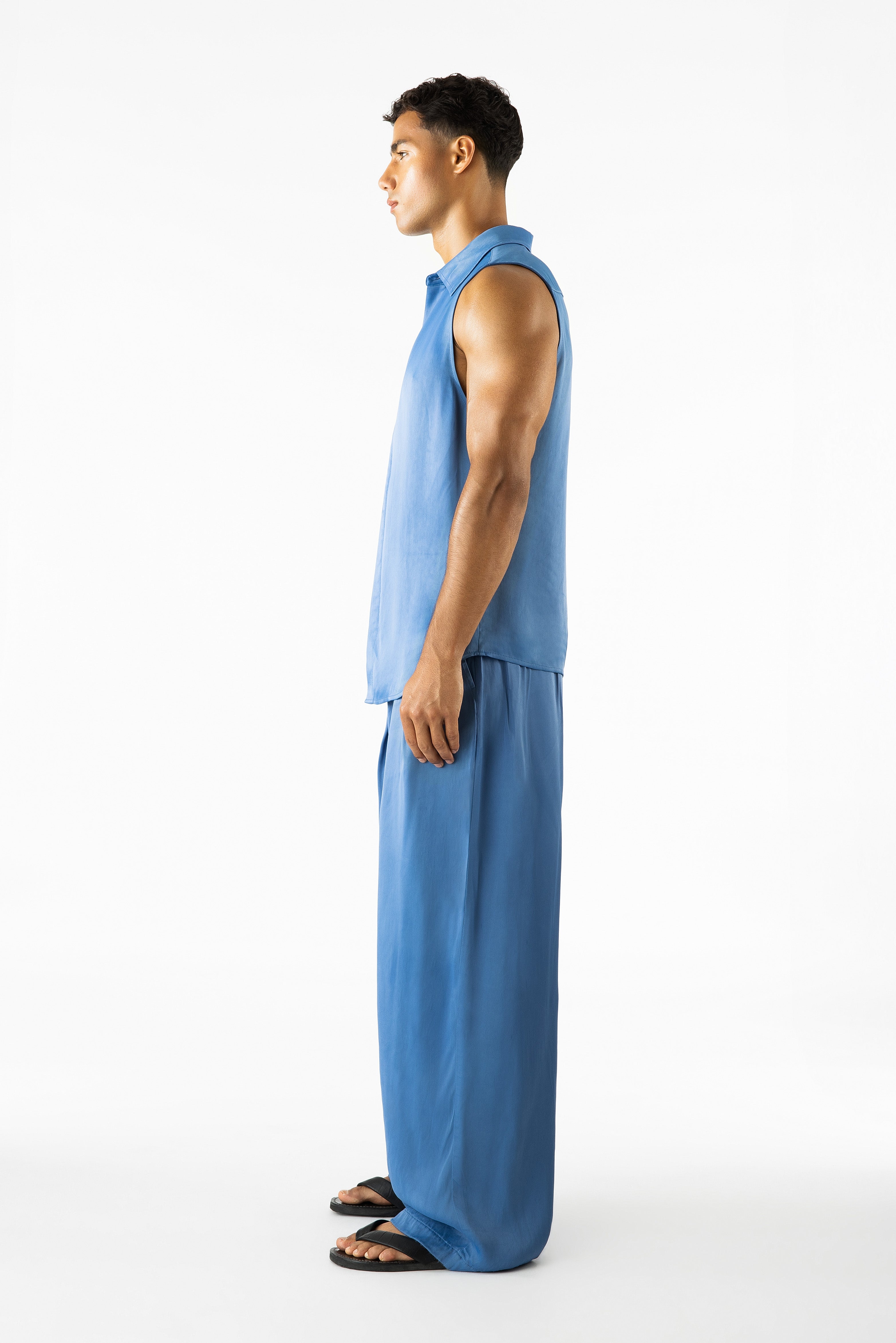 Porter Sleeveless Shirt Blue