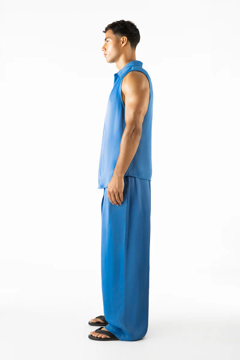 Porter Sleeveless Shirt Azure