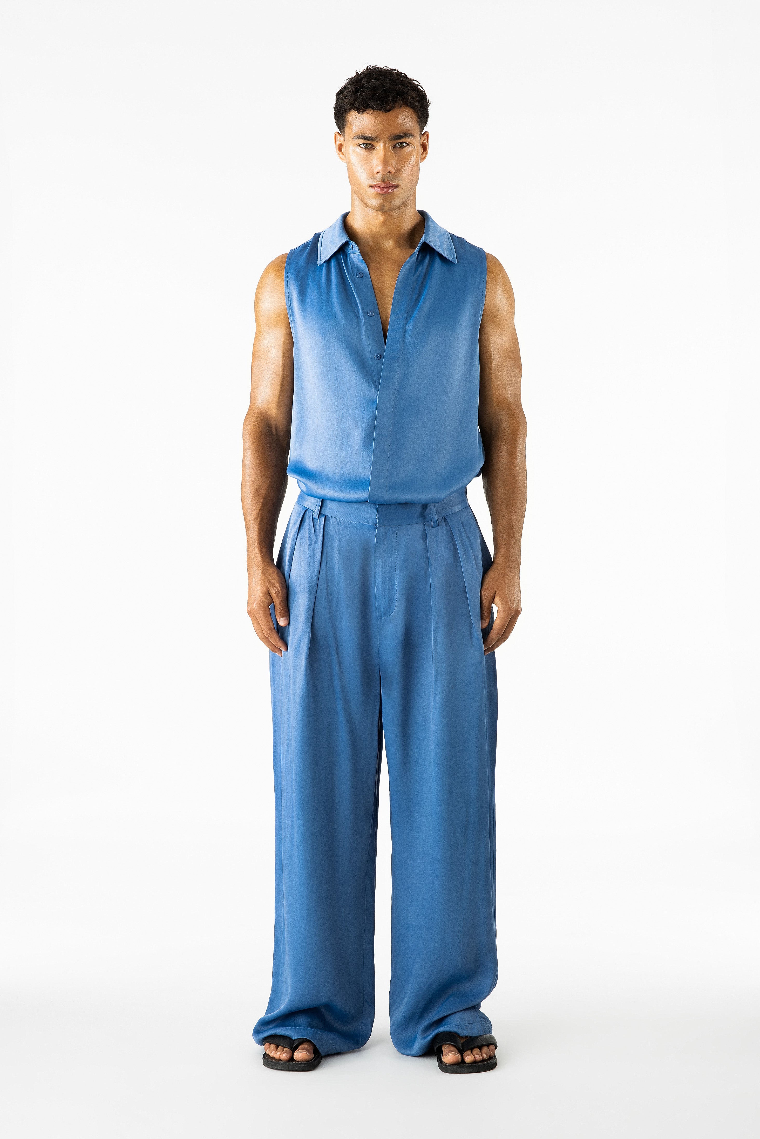 Porter Sleeveless Shirt Blue