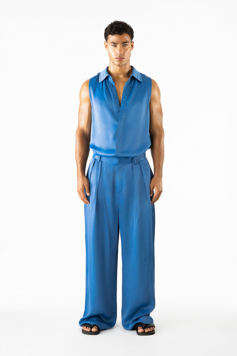 Porter Sleeveless Shirt Azure