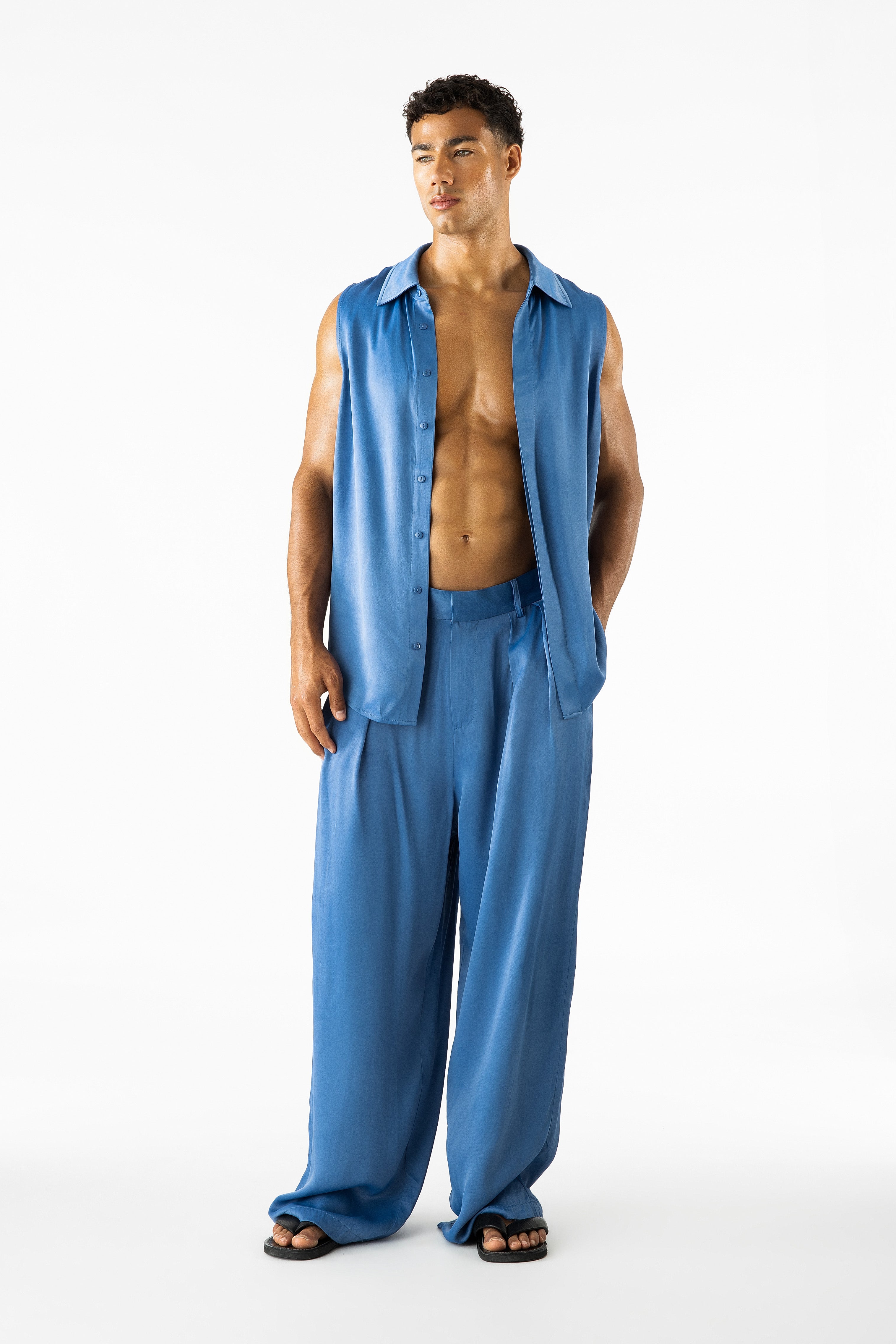 Porter Sleeveless Shirt Blue