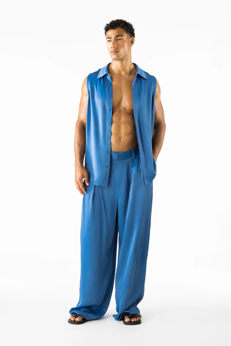 Porter Sleeveless Shirt Azure