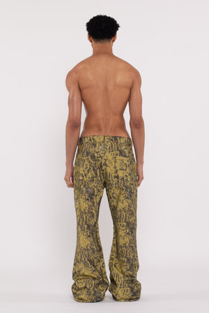 Troye Yellow Snake Rhinestone Denim Jeans