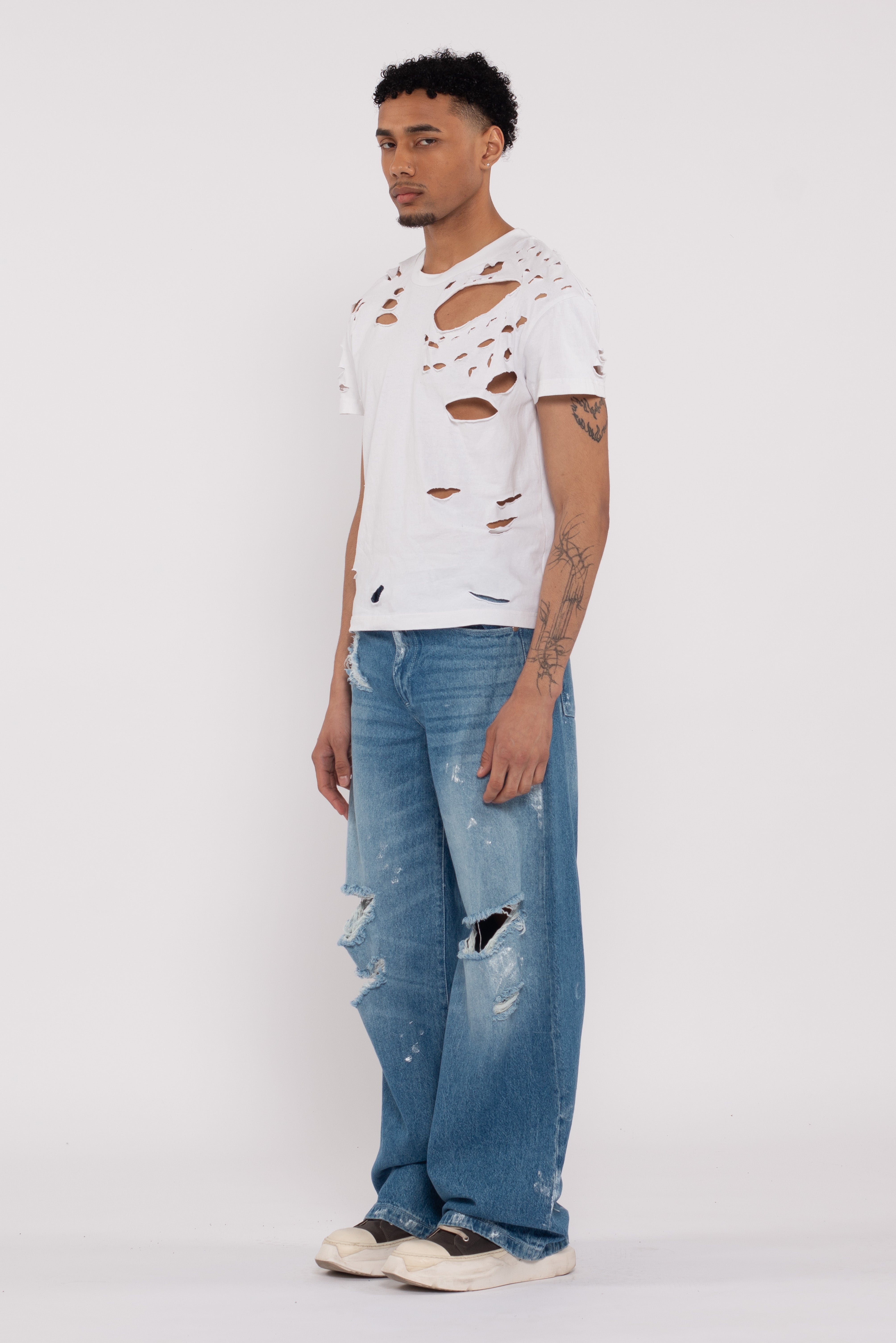 Dawson Distressed Tee Ecru