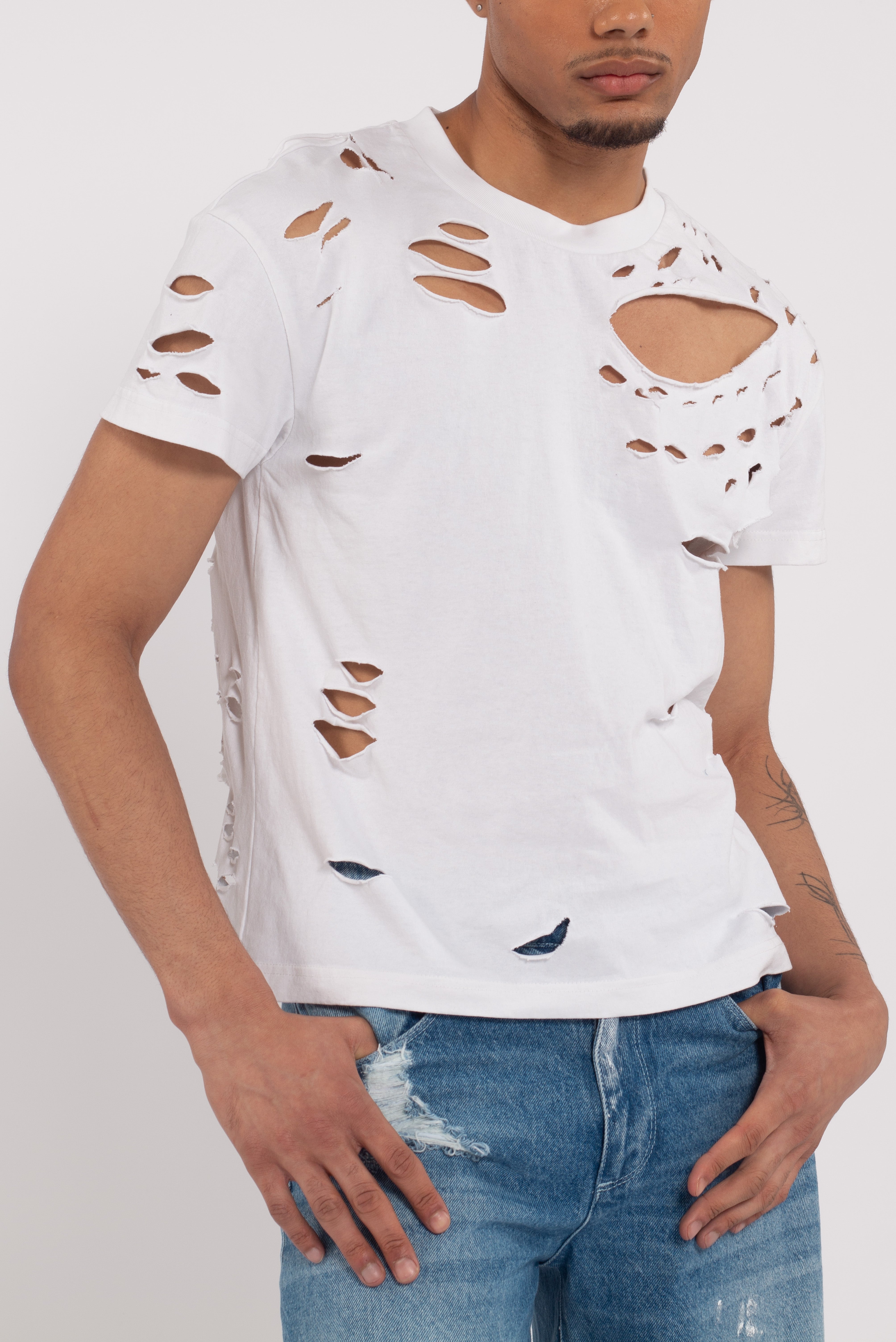 Dawson Distressed Tee Ecru