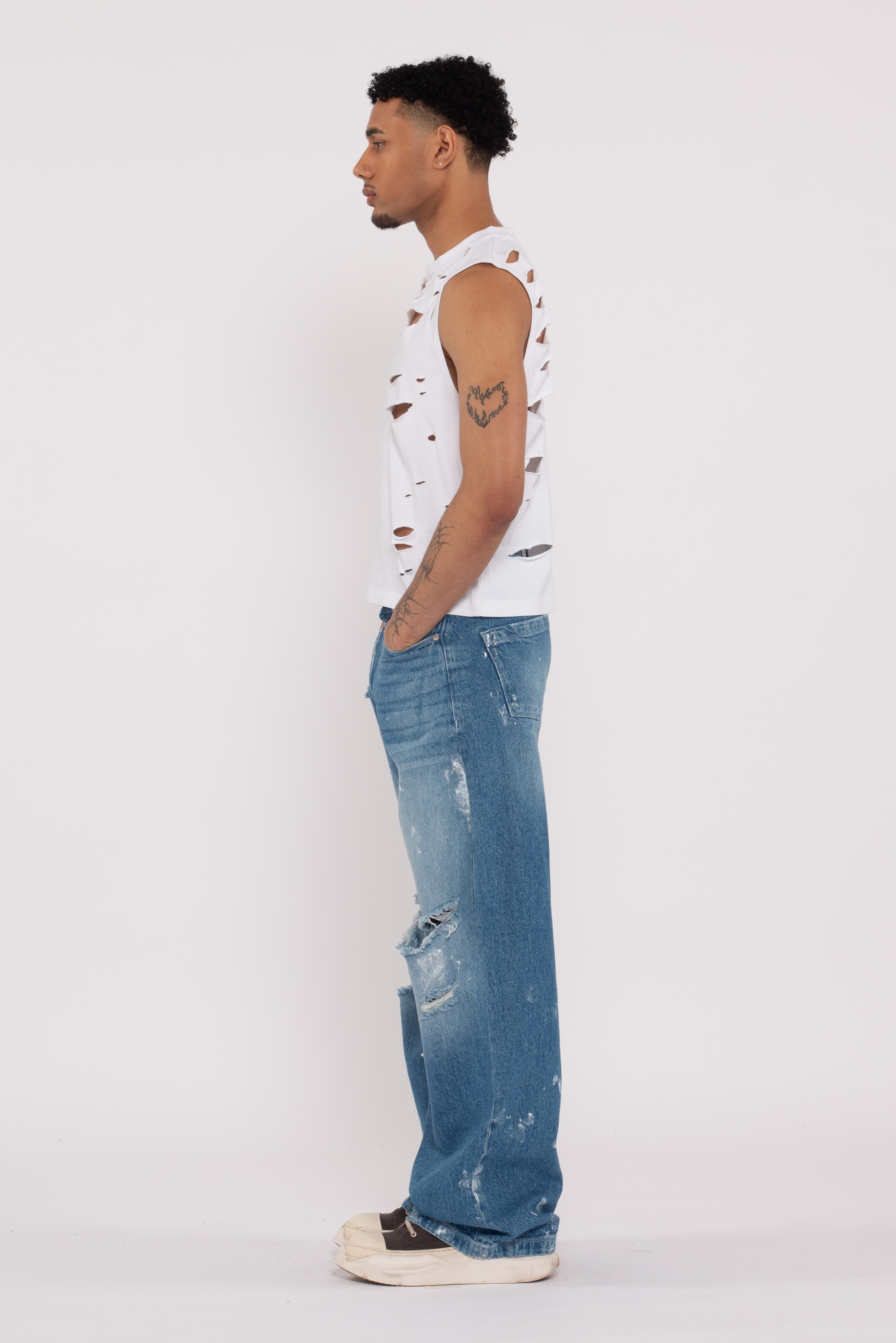 Ryder Distressed Tee White