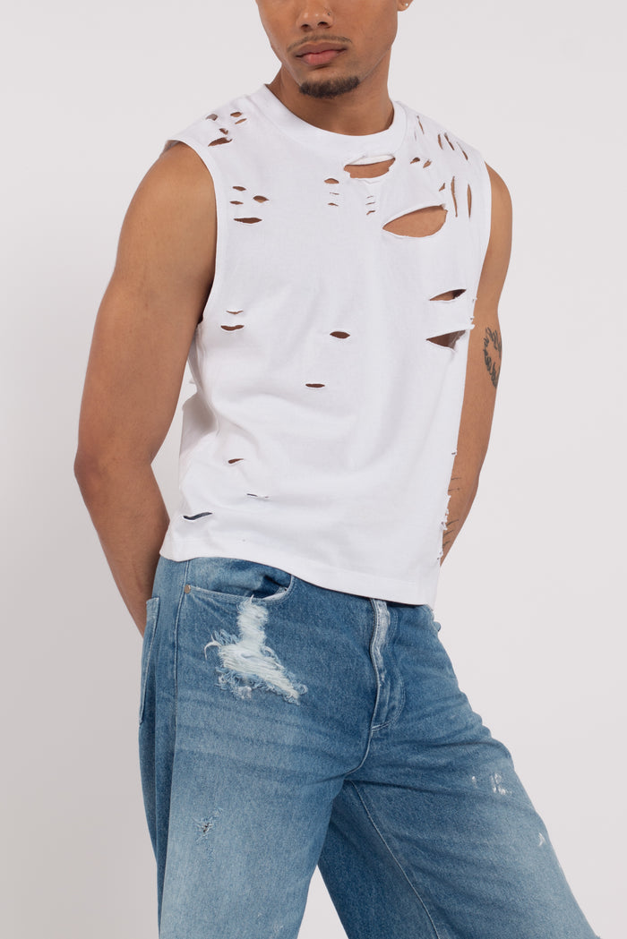 Ryder Distressed Tee White
