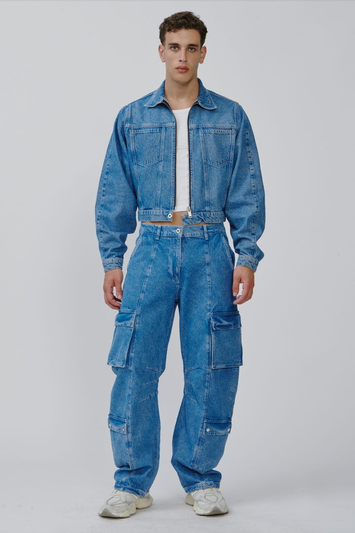 Dante Cargo Denim Mid Blue