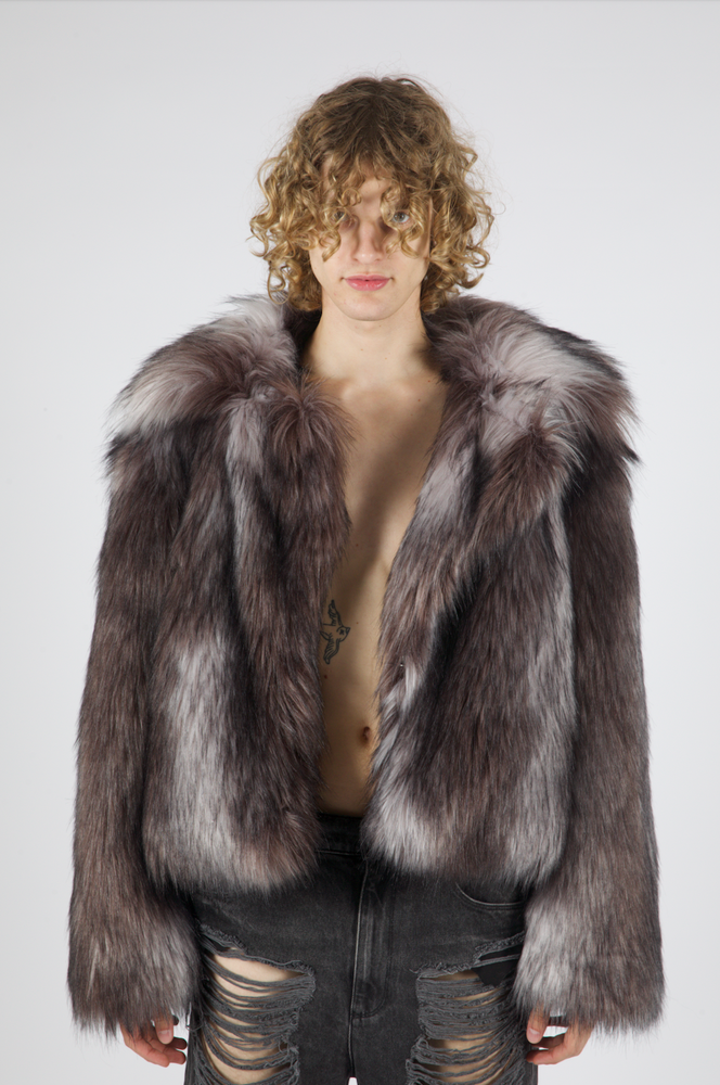 Sam Faux Fur Coat Grey