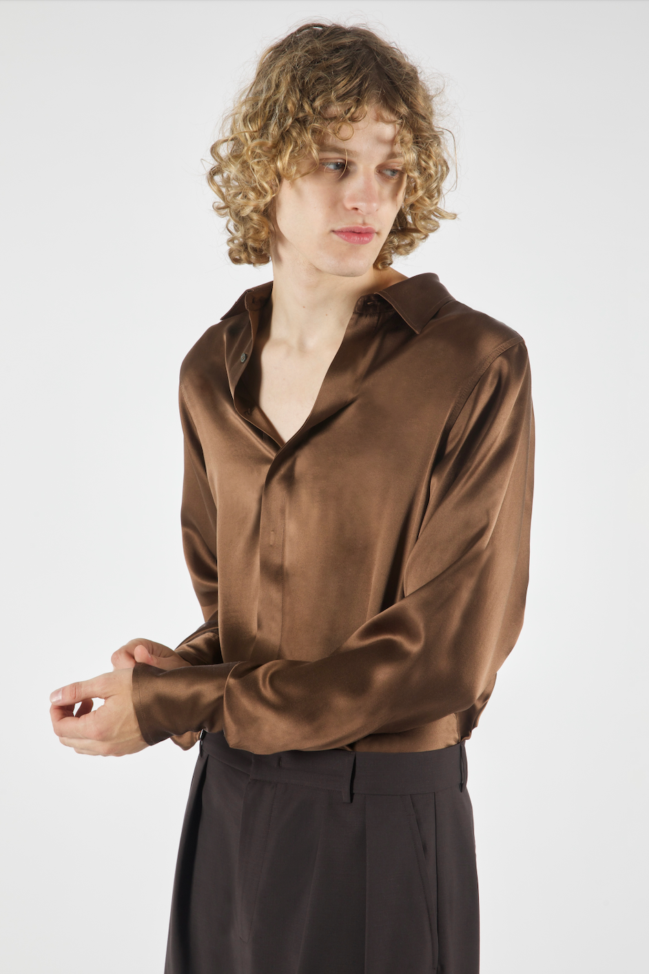 London Silk Shirt Chocolate
