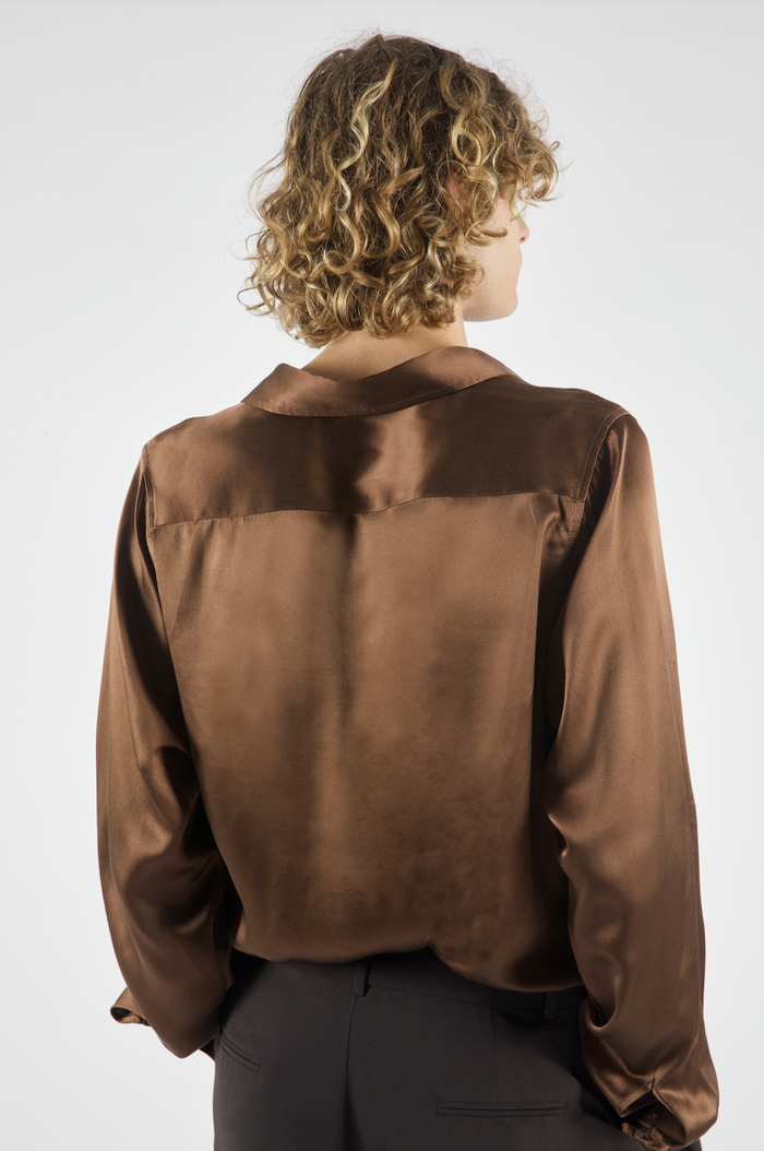London Silk Shirt Chocolate