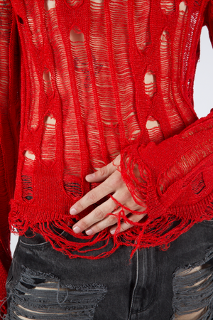 
            
                Load image into Gallery viewer, North Engineered Laddered Knit Red
            
        