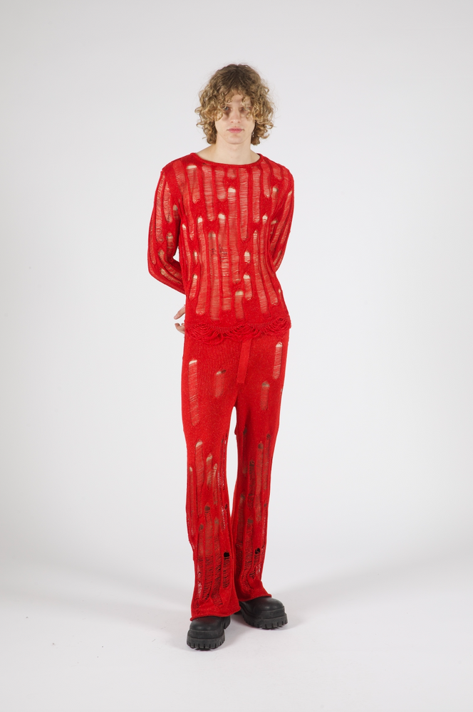 
            
                Load image into Gallery viewer, North Engineered Laddered Knit Red
            
        