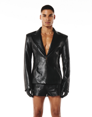 
            
                Load image into Gallery viewer, Thierry Blazer Black Leather
            
        