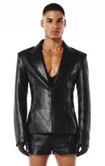 Thierry Blazer Black Leather