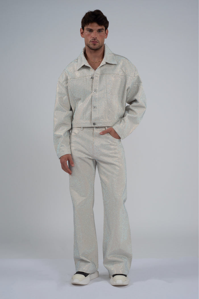 Jeremiah Iridescent Rhinstone Denim Jacket