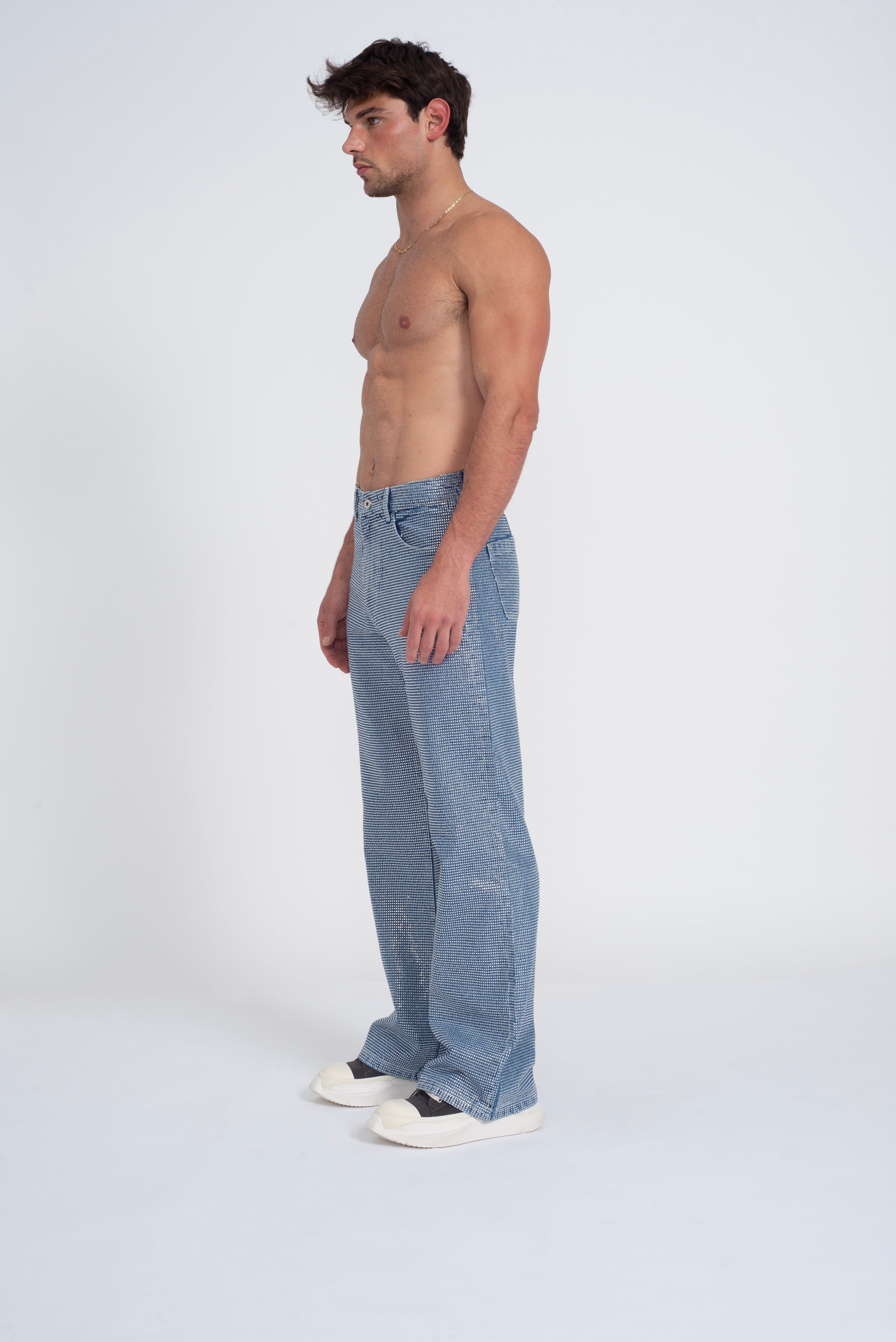 Troye Blue Rhinestone Denim Jeans