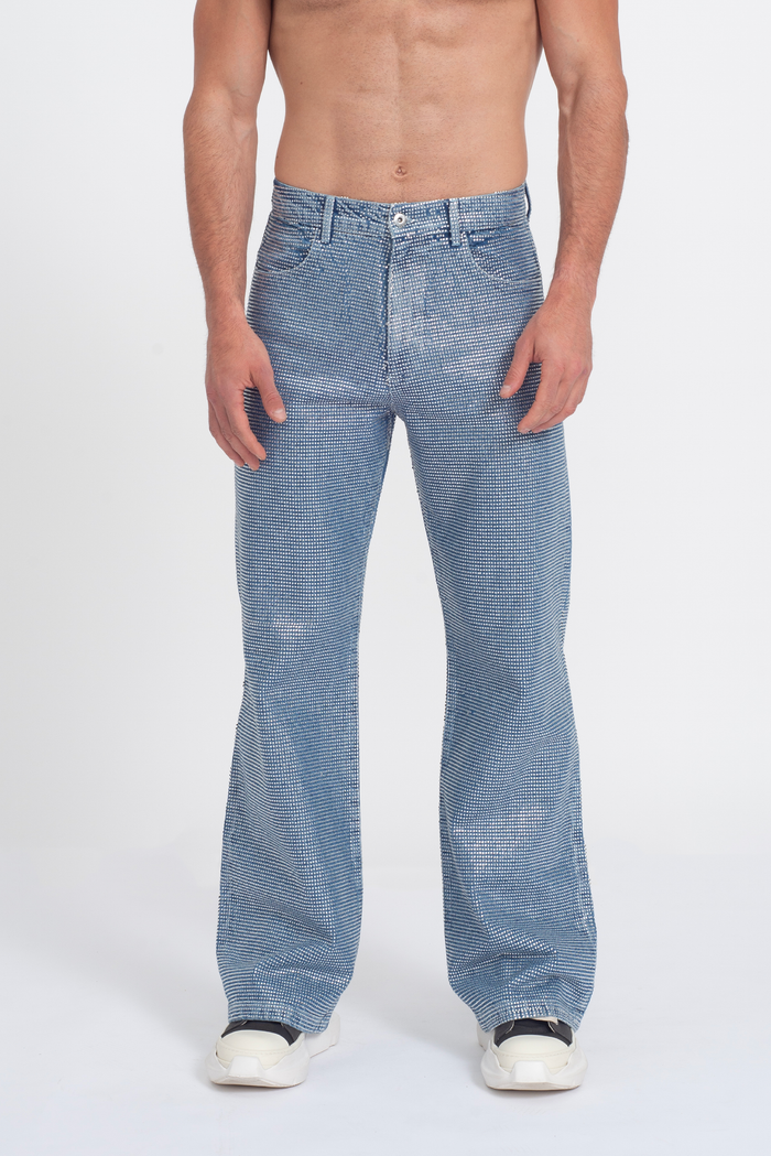 Troye Blue Rhinestone Denim Jeans