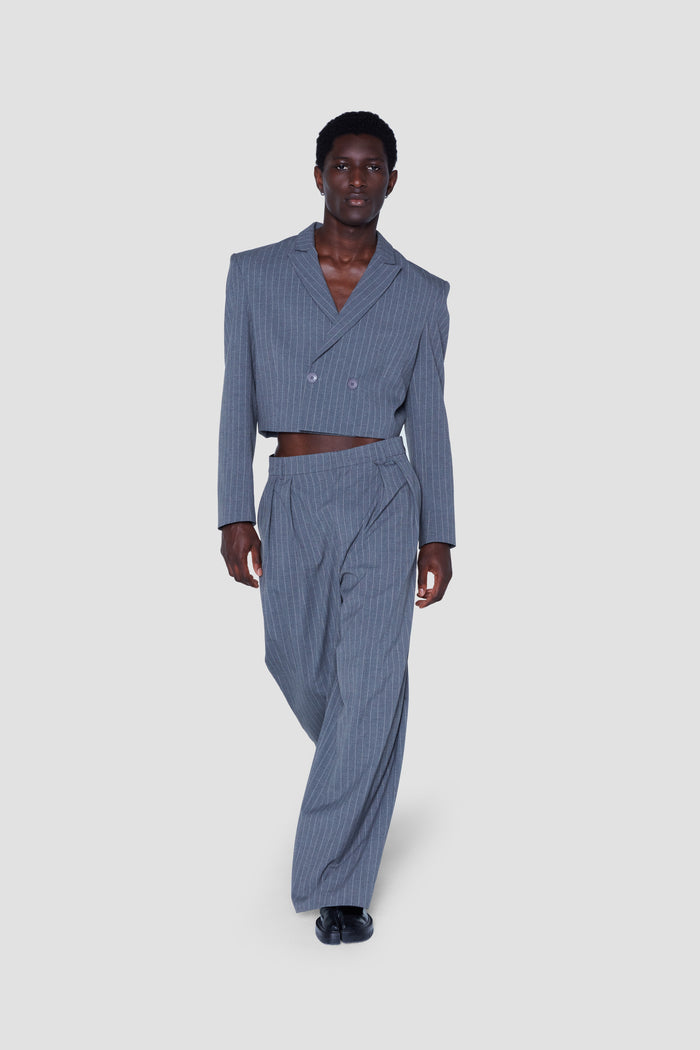Xanthe Blazer Grey Pinstripe