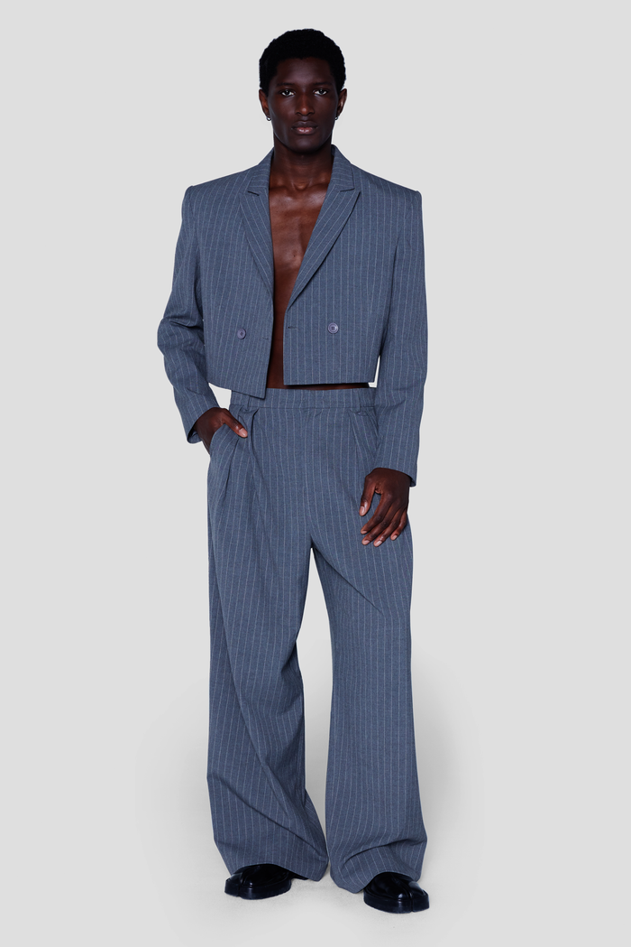 Xanthe Blazer Grey Pinstripe