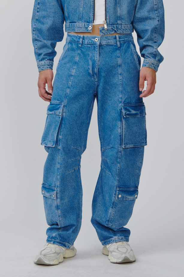 Dante Cargo Denim Mid Blue
