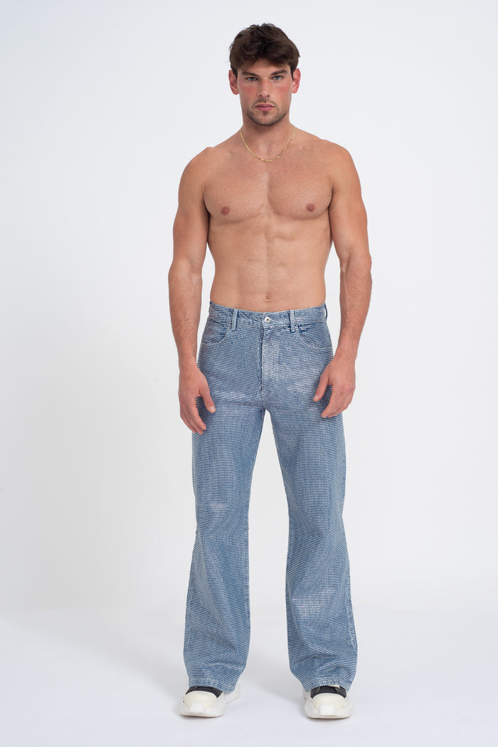 Troye Blue Rhinestone Denim Jeans