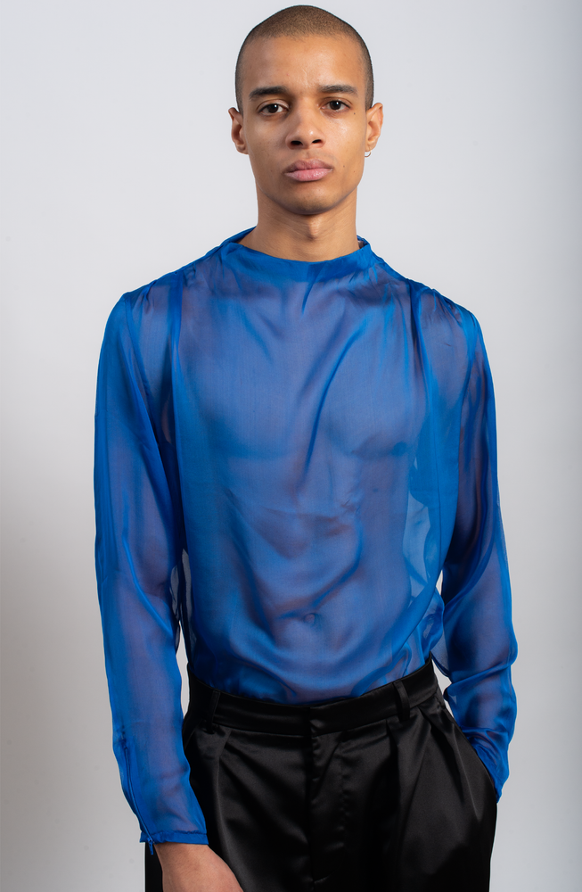 
            
                Load image into Gallery viewer, Anwar Silk Shirt Blue
            
        