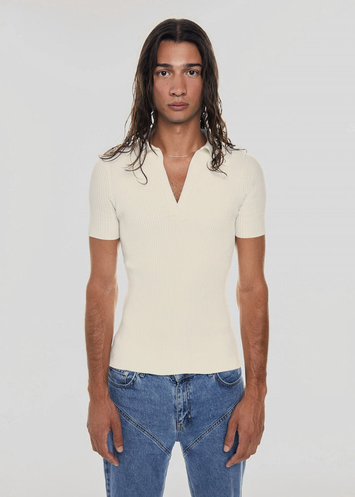 Josh Knitted Tee Ecru